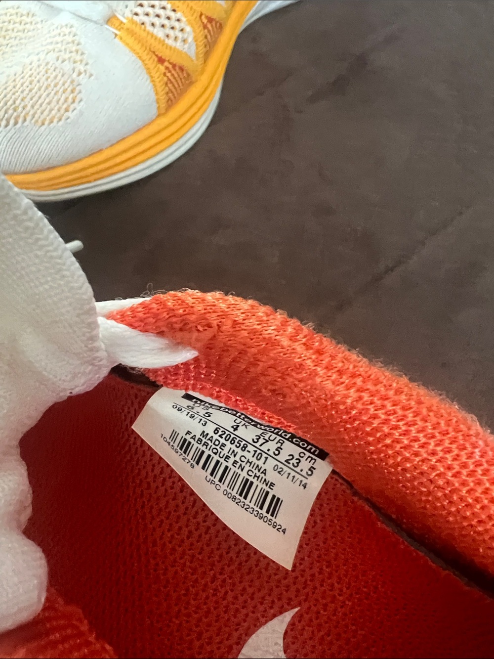 Nike Orange and White Women's Knit Athletic Sneakers - Picture 2 of 5